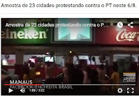 Amostra de 23 cidades protestando contra o PT neste 6/8.