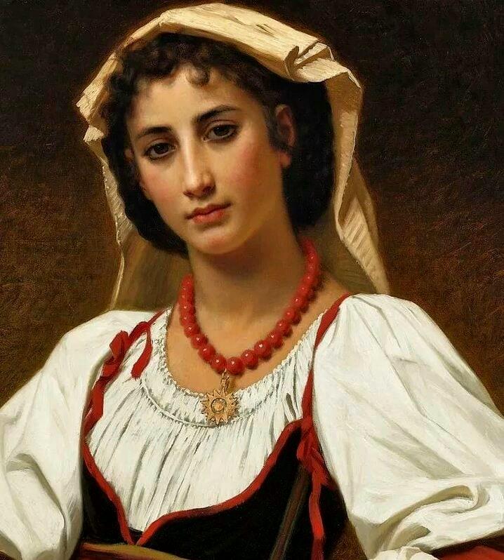 "The Neapolitan Girl", 1879 - by Hugues Merle (1823–1881)
