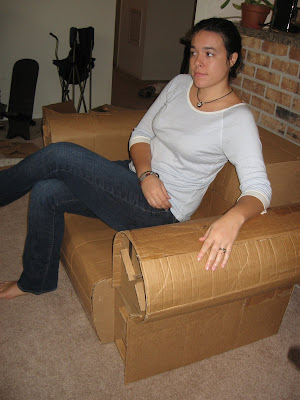 Melissa tests the loveseat