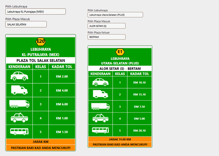 Cara Semak Kadar Tol Lebuhraya Malaysia Tanpa Guna App