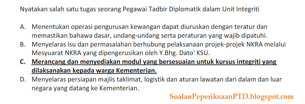 Koleksi Contoh Soalan Peperiksaan Pegawai Tadbir 