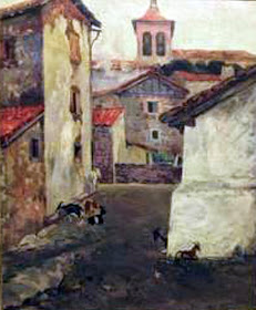 vista de pueblo, Higinio Blat, Paisajistas españoles del siglo XX y XIX, Pintor Valenciano, Higinio Blat Pérez