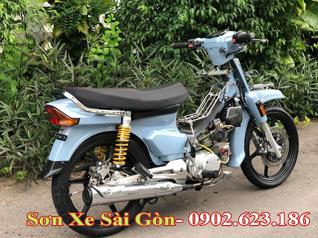 Sơn xe Honda Dream màu xanh xi măng cực đẹp