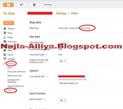 Cara menghapus blogspot