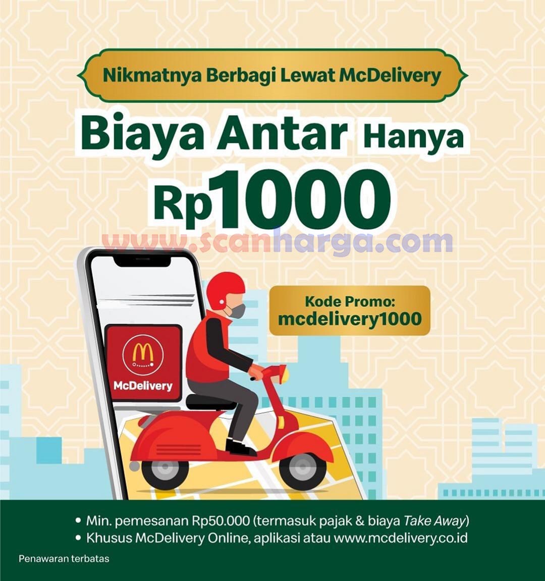 Promo McDonalds Biaya Antar Hanya Rp. 1000 via McDelivery