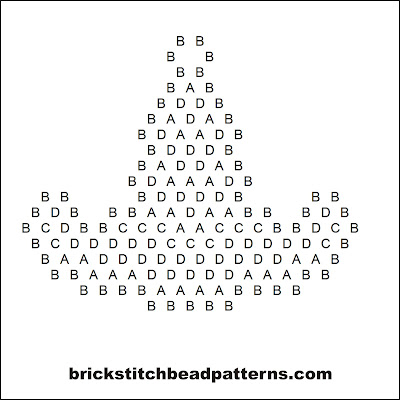 Click for a larger image of the Striped Witch Hat Halloween bead pattern word chart.