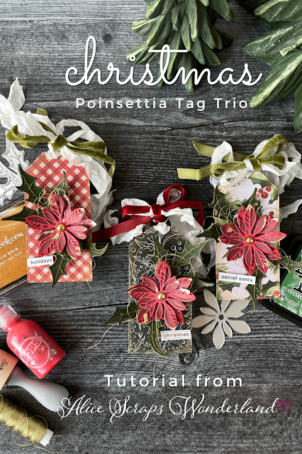 Create lusciously layered floral poinsettia Christmas gift tags with this DIY paper craft tutorial.