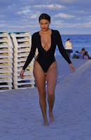 Tao Wickrath in Black Swimsuit in Miami