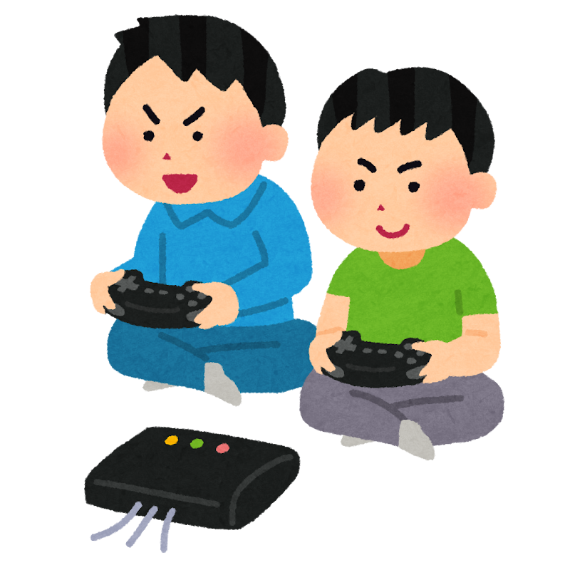 据置型ゲーム機で遊ぶ子供達のイラスト かわいいフリー素材集 いらすとや