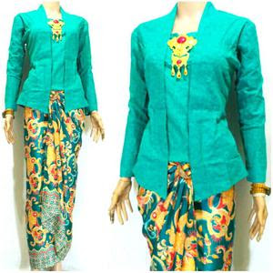 Baju Kebaya Wisuda Kutubaru Hijau Tosca Kombinasi Batik Model Baru 