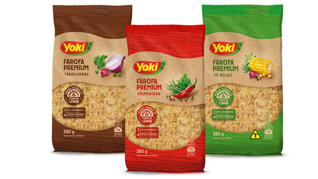 COMER & BEBER: Yoki lança linha de farofas premium nos sabores tradicional, apimentada e milho