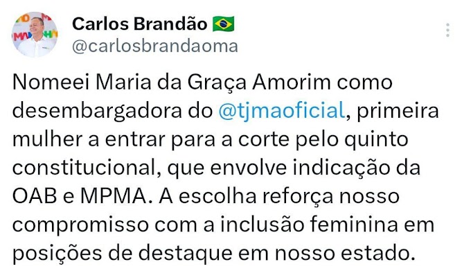 Brandão nomeia Maria da Graça Amorim, primeira mulher desembargadora pelo Quinto Constitucional