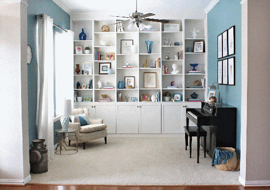 wall of bookcases 