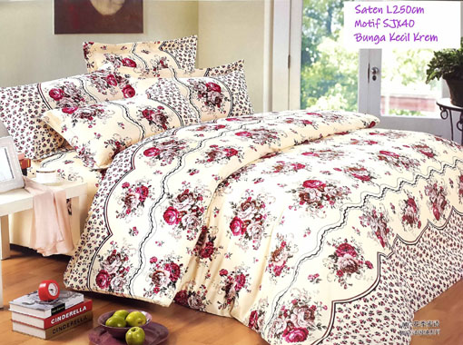 Sprei Jepang Motif Bunga Kecil Krem