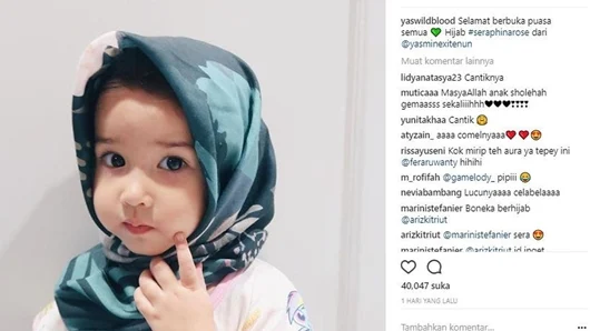 Mengenakan Kerudung, Anak Yasmine Wildblood Dianggap Mirip Boneka