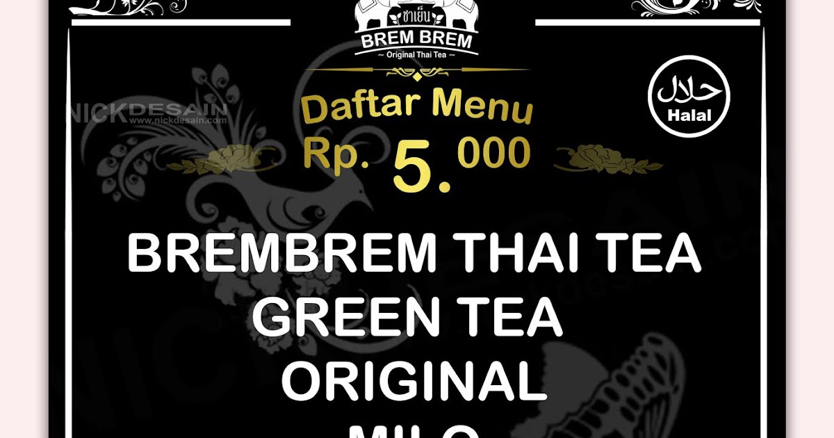 Contoh Desain List Menu Buku Menu Daftar Menu Thai Tea 