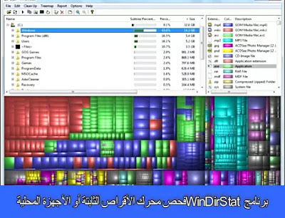 برنامج WinDirStat فحص محرك الأقراص الثابتة أو الأجهزة المحلية