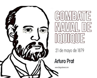     Combate Naval de Iquique 1879 para niños, Arturo Prat colorear 