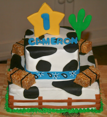 Cowboy Birthday Cake on Giddy Up Cowboy Cameron S Cowboy Cake Is A Two Tier 10 Square And 6