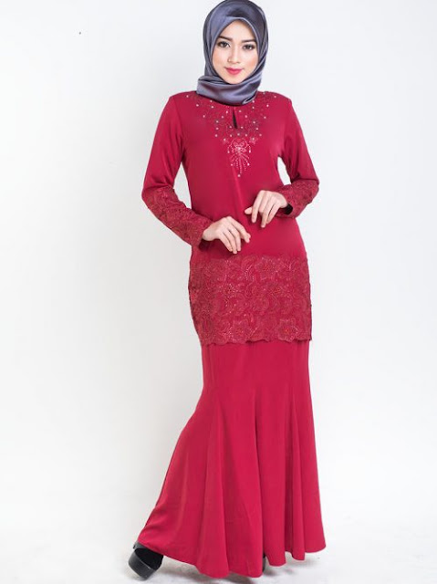 fesyen baju kurung lace moden terkini