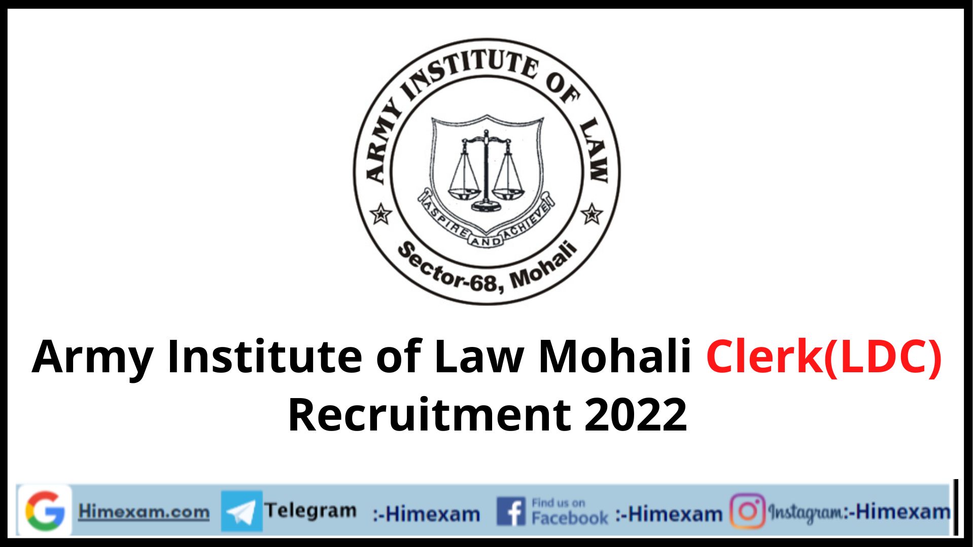 Army Institute of Law Mohali Clerk(LDC) Recruitment 2022