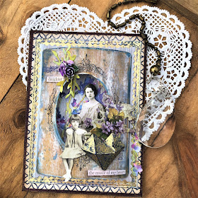 Sara Emily Barker Vintage Valentine Card  https://sarascloset1.blogspot.com/2019/01/the-music-of-my-heart-vintage-valentine.html Tim Holtz Sizzix Faceted Heart and Organic Stampers Anonymous Lattice & Flourish 1