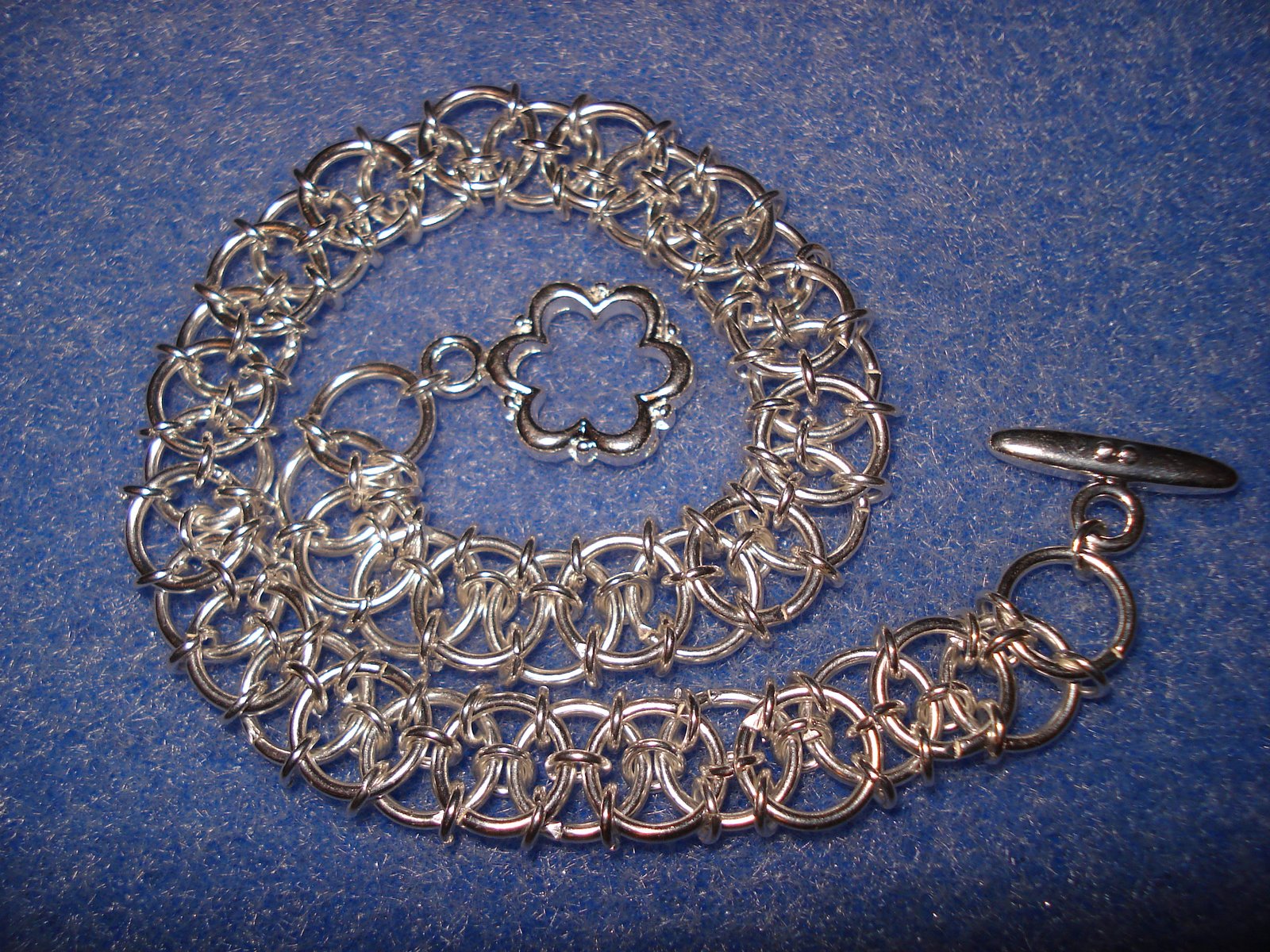 Made a new chain maille bracelet today, using a variant of a Japanese ...