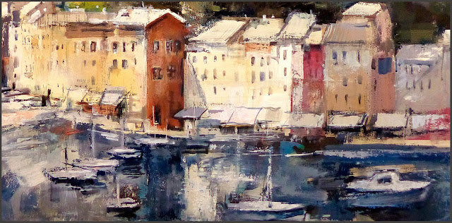 MARINA-PINTURA-FRAGMENTO-PAISAJES-PUEBLOS-ITALIA-MAR-BARCAS-CUADROS-ARTISTA-PINTOR-ERNEST DESCALS