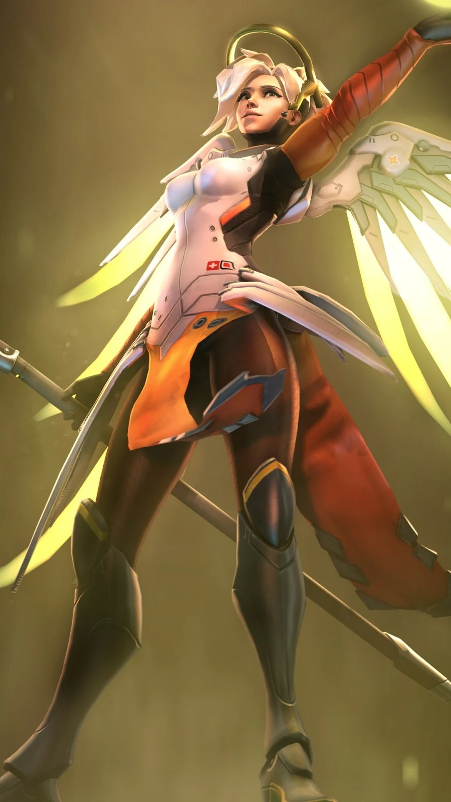 Papel de parede grátis Mercy Guardian Angel Overwatch para PC, Notebook, iPhone, Android e Tablet.