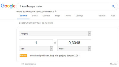  Jika Anda mengetikkan pertanyaan tersebut di google 1 Kaki Berapa Meter? Begini Cara Mencarinya