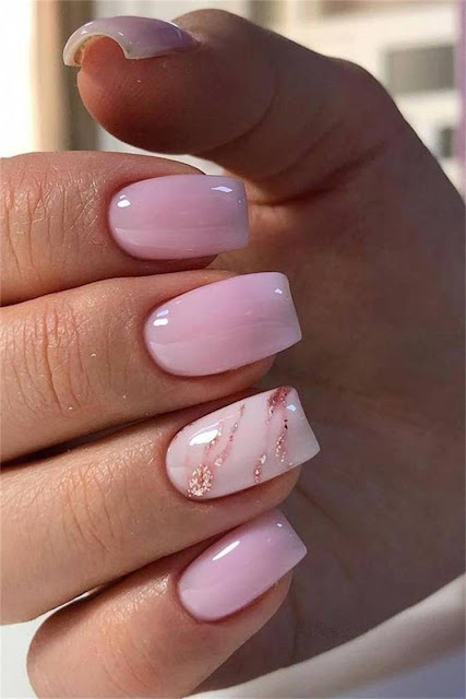 Elegant Marble Pink Nail Art