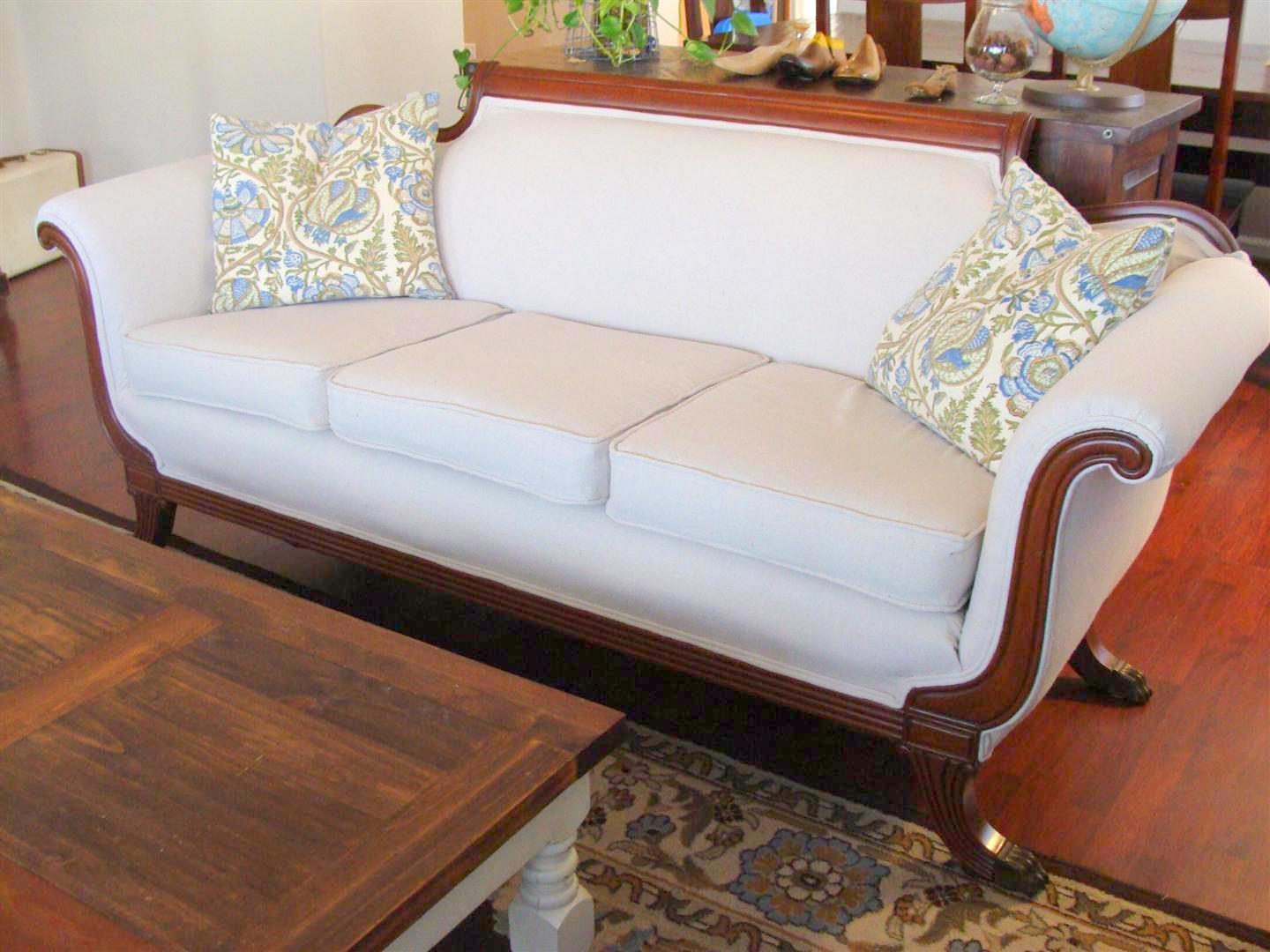 Duncan Phyfe Sofa Reupholstered Spruce Upholstery Spring 