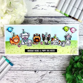 Sunny Studio Stamps: Puppy Dog Kisses Party Pups Puppy Themed Birthday Card by Rachel Alvarado