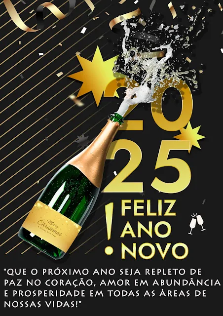 Figurinha Grátis Champagne de Ano Novo 2025 para Whatsapp