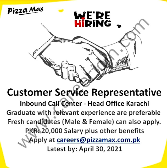 Latest Jobs in Pizza Max Pakistan  April 2021