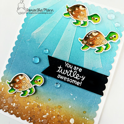 Tutrle-y Awesome Card by Samantha Mann for Newton's Nook Designs, Newton's Nook, Valentine's Day, Card Making, Die Cutting, Turtiles, Distress Inks, Ink Blending, #newtonsnook #newtonsnookdesigns #distressinks #cardmaking #cards #turtles #ocean