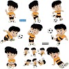 Đồ họa những mẫu nhân vật cầu thủ nhí đang đá bóng kid & soccer vector 8788