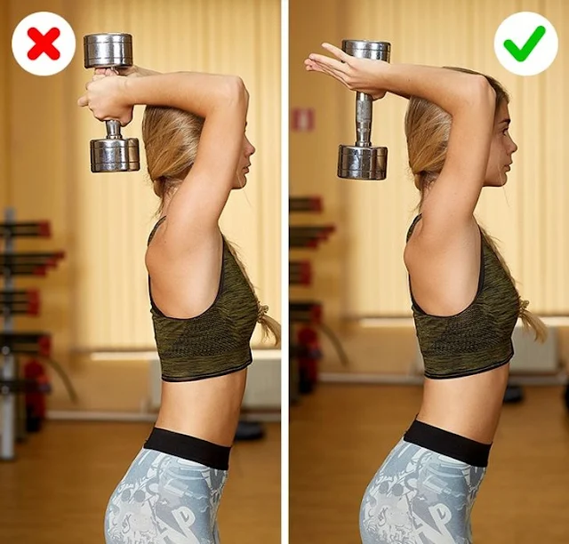 Dumbbell overhead triceps extension