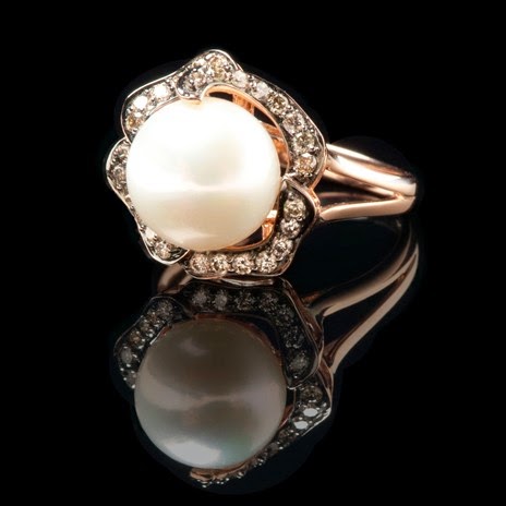 rose gold rings with pearls flower