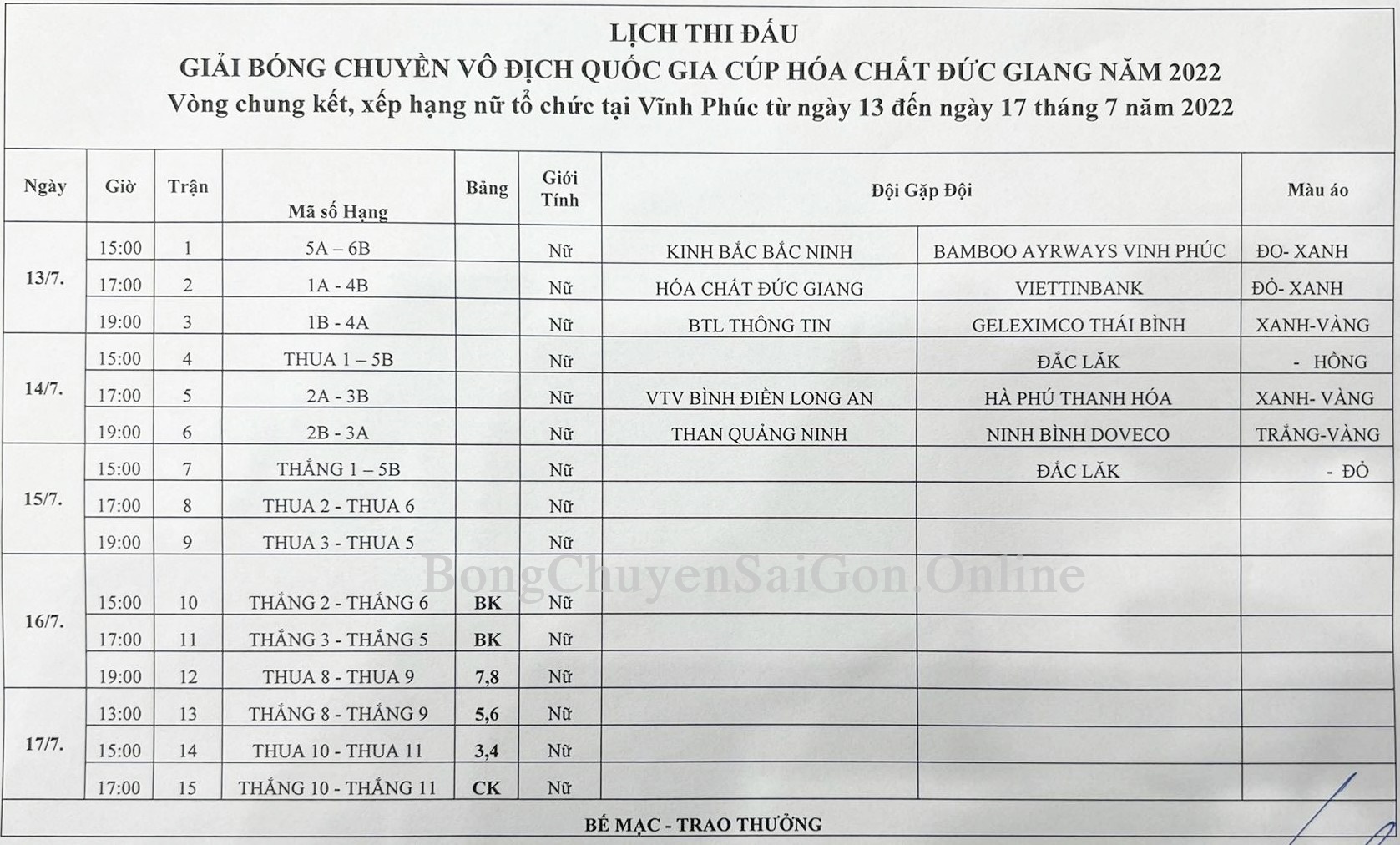 BTC điều chỉnh lịch thi đấu ở Vĩnh Phúc