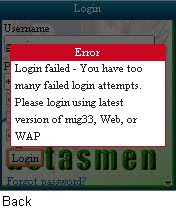 Mig33 Failed Login Attempts