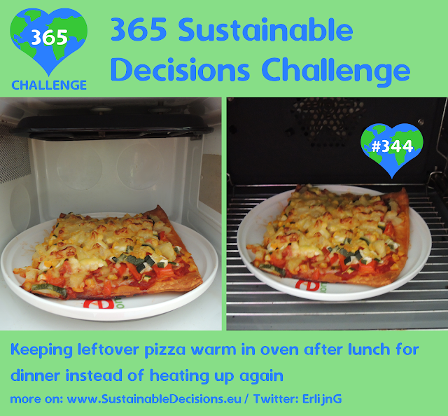 Keeping leftover pizza warm in oven after lunch for dinner instead of heating up again, Saving energy, Saving money, sustainable living, climate action, sustainability