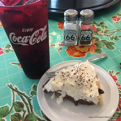 chocolate cream pie at MidPoint Cafe on Route 66 Historic District in Adrian, Texas