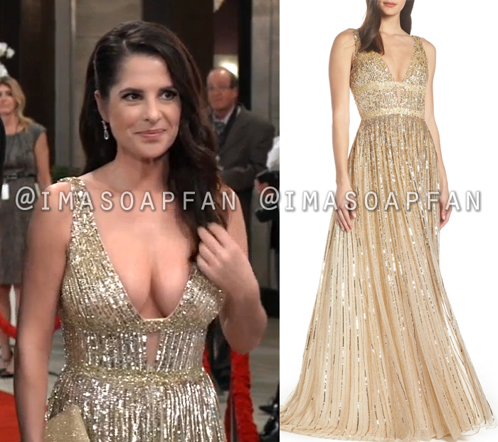 Sam McCall, Kelly Monaco, Gold Sequin Stripe Gown, Nurses Ball, General Hospital, GH