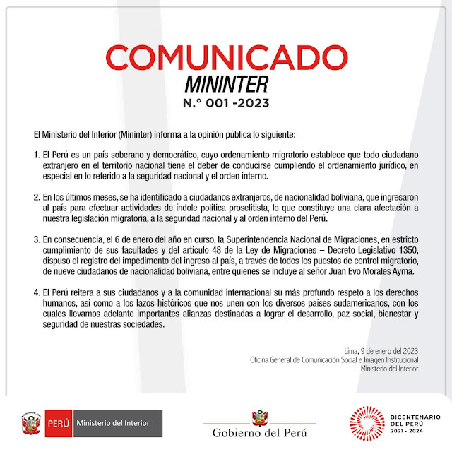 Impedimento del ingreso al Perú de Evo Morales