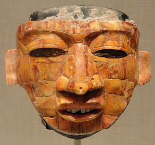 Shell Mosaic Ritual Mask, 300-600 AD, Teotihuacan, Mexico, stone and spondylus shell with stucco - Art Institute of Chicago