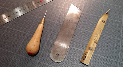 Outils pour cuir : pointe losangique, lame à parer, pointe de coupe