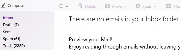Blank Inbox of Yahoo Mail