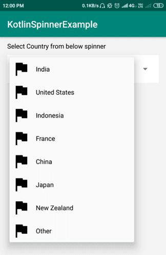custom spinner with image and text android kotlin
