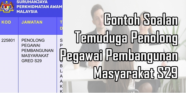 Contoh Soalan Temuduga Penolong Pegawai Pembangunan 